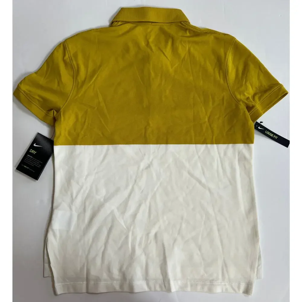 Nike Dri-Fit Yellow Women’s Golf Polo Shirt White Multi BV0186-393 Size S